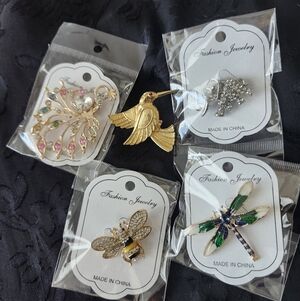 Fashion Jewelry Gold and Silver Animal Brooch Set